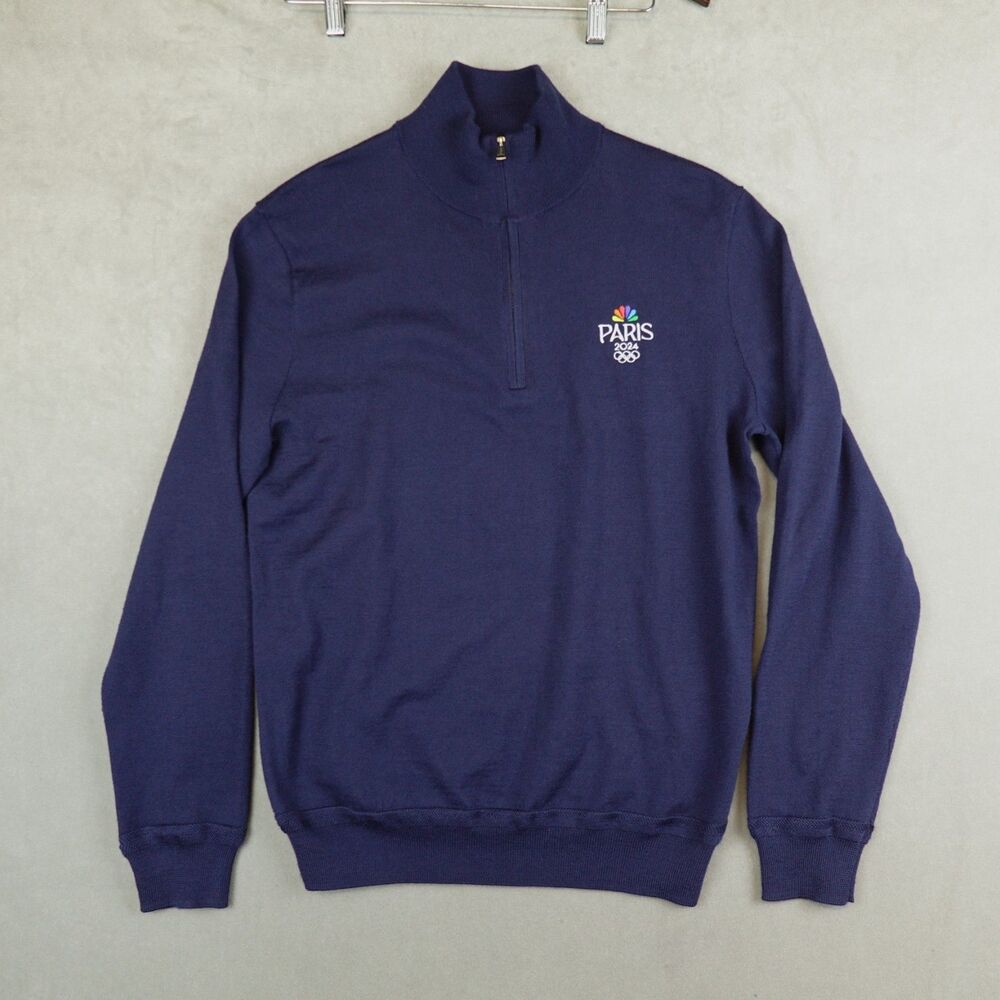 Polo Ralph Lauren Sweater Performance Wool Blend 1/4 Zip Mens Small Navy Olympic